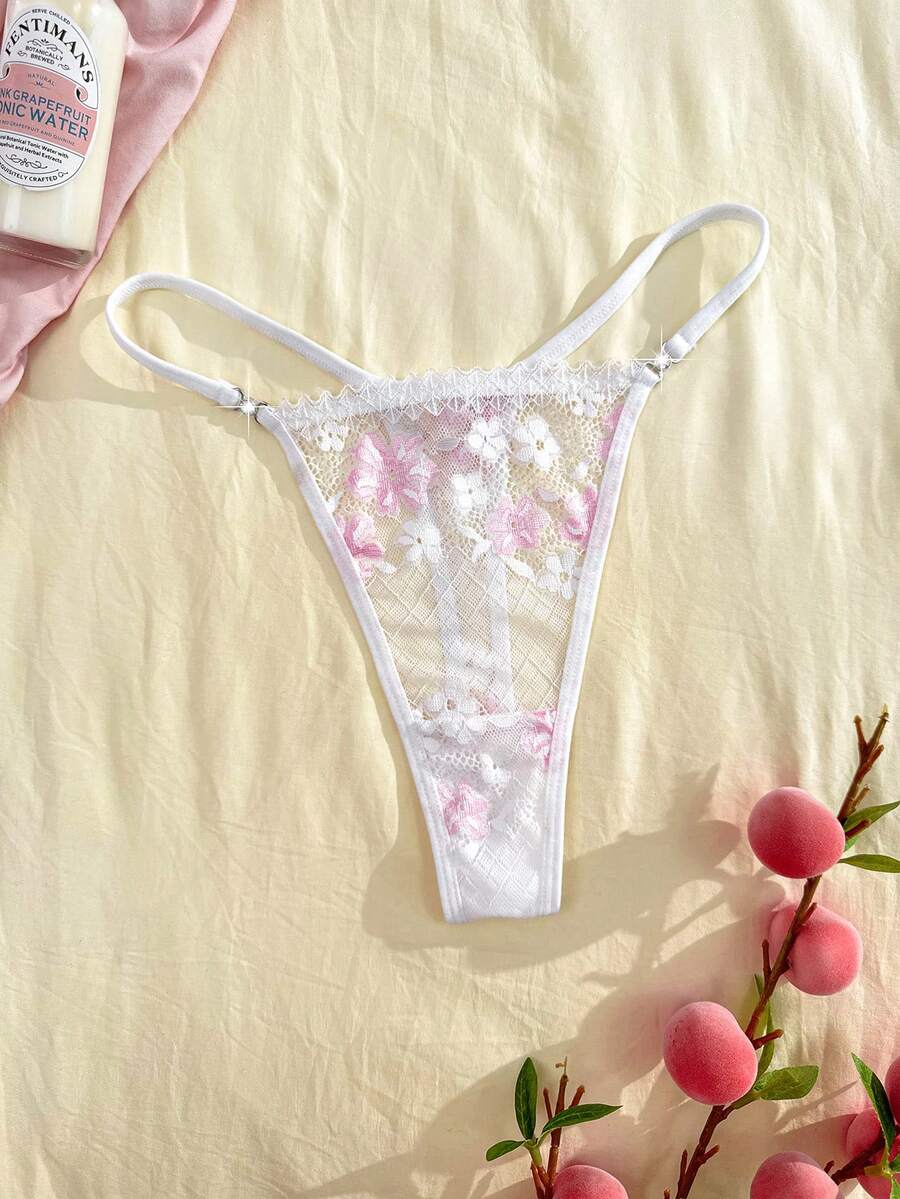 Eraneu Quần lọt khe nữ G-string ren hoa thời trang, xuyên thấu, gợi cảm. - trắng - Xem 1