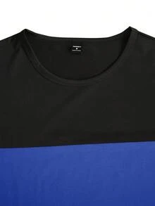 Manfinity Homme Men's Athleisure Colorblock Round Neck Short Sleeve Tee And Track Shorts Co-Ords - Royal Blue - View 5