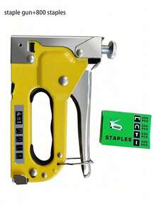 Manual Stapler Set - 4-In-1 Stapler For Wood, Fabric, Furniture, Roofing Felt - Staple Gun, 1600 Nails And 800 Nails Set Available - Yellow - View 8