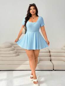 Solflare Plus Size Jumpsuits - Baby Blue - View 7