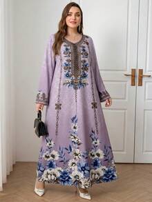 Al Najma Plus Size Casual Modest Minimalist Arabic Style Dress Wedding Summer - Multicolor - View 4