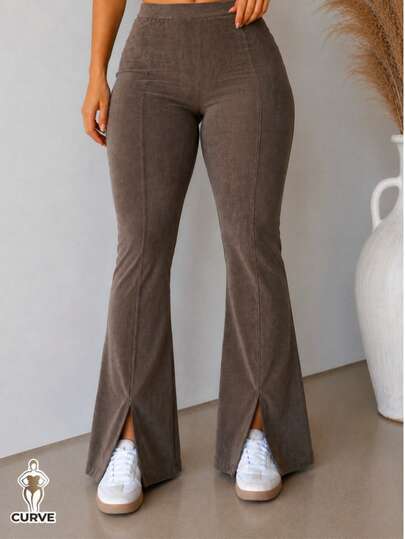 Pantalon Dama plus Acampanado Elegante Sexy Oficina Uso Diario Moderna Primavera Verano Cintura Alta Stretch Comodo Casual Fitness Yoga Palazzo