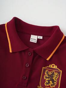 HARRY POTTER X SHEIN Đầm hè không tay phối màu tương phản dành cho bé gái tuổi teen - Đỏ - Xem 3