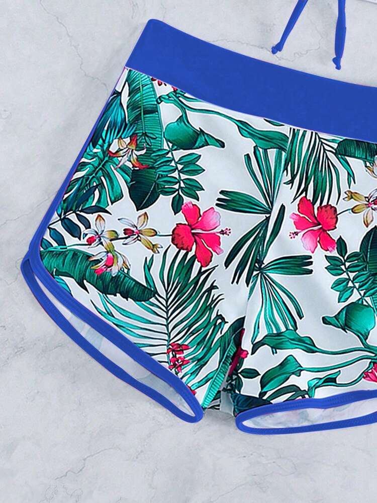 Swim Lushoire Bañador bikini halter con estampado tropical - Azul - Añade 5