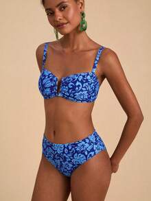 Travachic Women's All-Over Print Spaghetti Strap Bikini Set - Blue - View 5