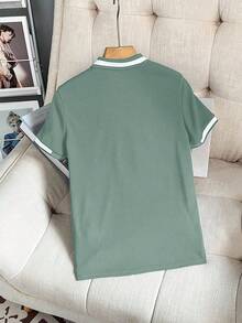 SHEIN 男童休闲有领短袖 Polo 衫 - 綠色 - 查看 3