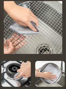 30 Pieces Thickened Double-Sided Metal Wire Cleaning Cloths, Kitchen Dish Washing Scrubbers For Pots, Pans & Daily Cleaning - Silver - View 7