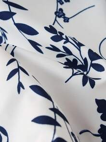 New Women's Casual Solid Color Chiffon Blouse With Short Batwing Sleeves - 藍色 - 查看 4