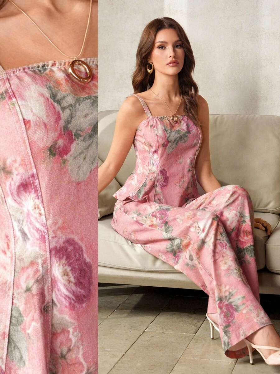 Selenza 女士印花吊带牛仔上衣 - 彩色 - 查看 1