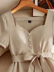 Formidée Large-Sized Woven Elegant And Simple Commuting Women's Shirt - Apricot - View 5