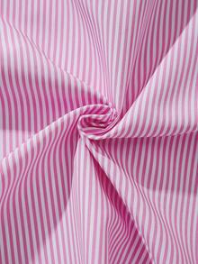 Sparklyn Tween Girl Striped Print Sleeveless Shirt Paired With Plaid Pleated Skirt - Pink - View 7