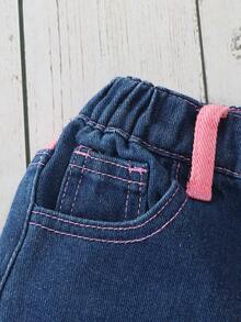 SHEIN Young Girl' Cute Multi-Color Denim Shorts - Multicolor - View 3