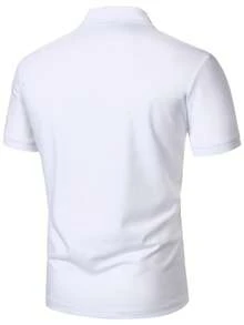 Calvornis Everyday Fashion Men Buttoned Half-Placket Polo Shirt, Formal - White - View 2