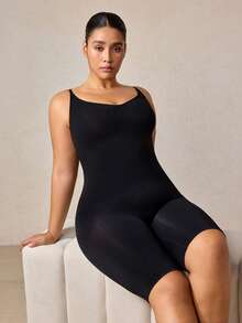 Veilyse Plus Size Women Adjustable Strap Shaping Lifting Jumpsuit - Black - View 1