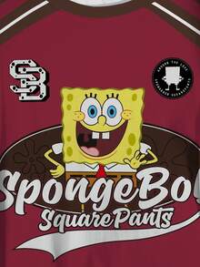 SpongeBob SquarePants | SHEIN Plus Size Round Neck Short Sleeve Casual Summer Versatile T-Shirt - White - View 4