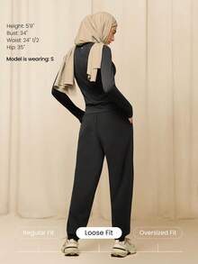 GLOWMODE Modest 1PC Sun & Sweat Cooling Quick-Dry Sun Protection Relaxed Fit Adjustable Drawstring Waist Side Pockets Joggers Running Workout Gym - Black - View 3