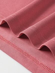 Manfinity Homme Men's Business Casual Knight Pattern Print Short Sleeve Button-Up Polo Shirt - Hot Pink - View 4