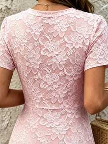 EMERY ROSE 女士常规连衣裙，女士短款连衣裙，3D立体印花设计，夏季休闲上衣，优雅图案，百搭日常穿着，适合户外、购物、旅行 - 彩色 - 查看 4