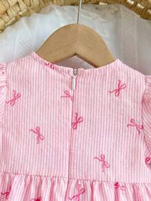 Pelele informal de verano con estampado de fresa rosa a cuadros para bebé niña recién nacida - Multicolor - Ver 4