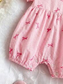 Pelele informal de verano con estampado de fresa rosa a cuadros para bebé niña recién nacida - Multicolor - Ver 8