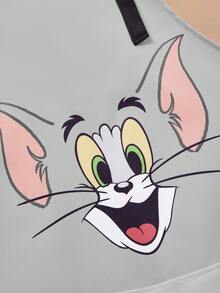TOM & JERRY X SHEIN 1 件可爱猫咪图案围裙，男女皆宜，适用于烘焙、厨房活动、清洁，亦可作为礼物赠送。 - 灰 - 查看 2