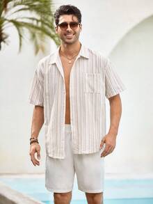 Mercer Haus Men's Vintage Striped Business/Casual Shirt - White - View 5