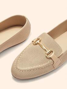 CUCCOO BASICS Women's Metal Decor Daily Commute Fashion Flat Shoes - Apricot - View 4