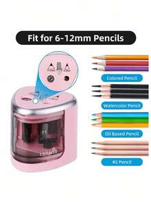 1pc Double Hole Pencil Sharpener For 6-12mm Pencils Student Office Pencil Sharpener Supplies Students,Electric Pencil Sharpener Available In Three Colors - multicolor - View 3