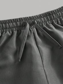 Girlism 少女休闲运动裤，撞色滚边，配蝴蝶结，适合日常通勤、优雅场合、派对、约会、家庭聚会、毕业典礼、度假等。 - 深灰色 - 查看 6