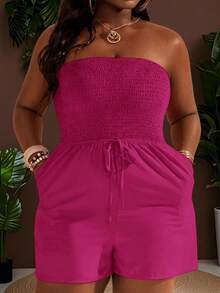Slaydiva Boho Traditional Beach Formal Vacation Casual Off-Shoulder Sleeveless Rompers For Women,Plus Size Western Wear Jumpsuit,Old Money Style Mint Green - Pink - View 1
