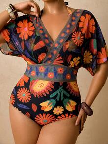 Travachic Plus Size Women Floral Print 2 In 1 Swimsuit Bathing Suits For Women - Multicolor - View 1