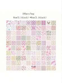 1 Book/100pcs Classic Floral Pattern Paper, 6 Styles, 100 Unique Patterns Options, Suitable For Scrapbook, Journal, Decoration, Memo, Origami, Stationery, Back To School Supplies, A Perfect Small Gift For Back To School - multicolor - View 15