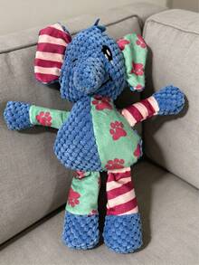 Durable Elephant Plush Dog Toy With Squeaker & Crinkle, Teeth Cleaning Chew Toy For Anxiety Relief, Tough Interactive Puppy Toy With Reinforced Stitching (No Battery) - Multicolor - View 7