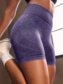 Powerista Solid Color High Seamless Comfortable Breathable Summer Fitness ShortsFor Daily Fitness & Gym, Everyday Wear For Daily Fitness & Gym, Everyday Wear Casual Airport Back To School Winter Elegant Spring Summer Running Yoga Pitalles Indoor Outdoor Activie Casual Capsule Wardrobe Everyday Oversized Tee Airport Back To School Winter Elegant Summer All Season Pink Purple - Purple - View 8