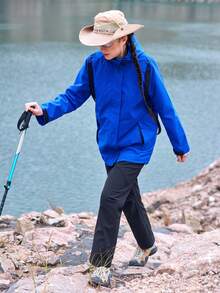In My Nature Women's Outdoor Windproof Hooded Jacket With Drawstring - Blue - View 2