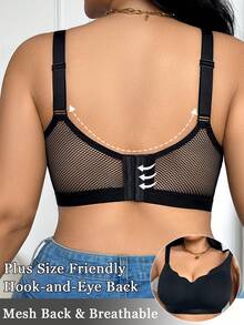 SHEIN Plus Size Seamless Supportive & Lifting Bra - Black - View 2