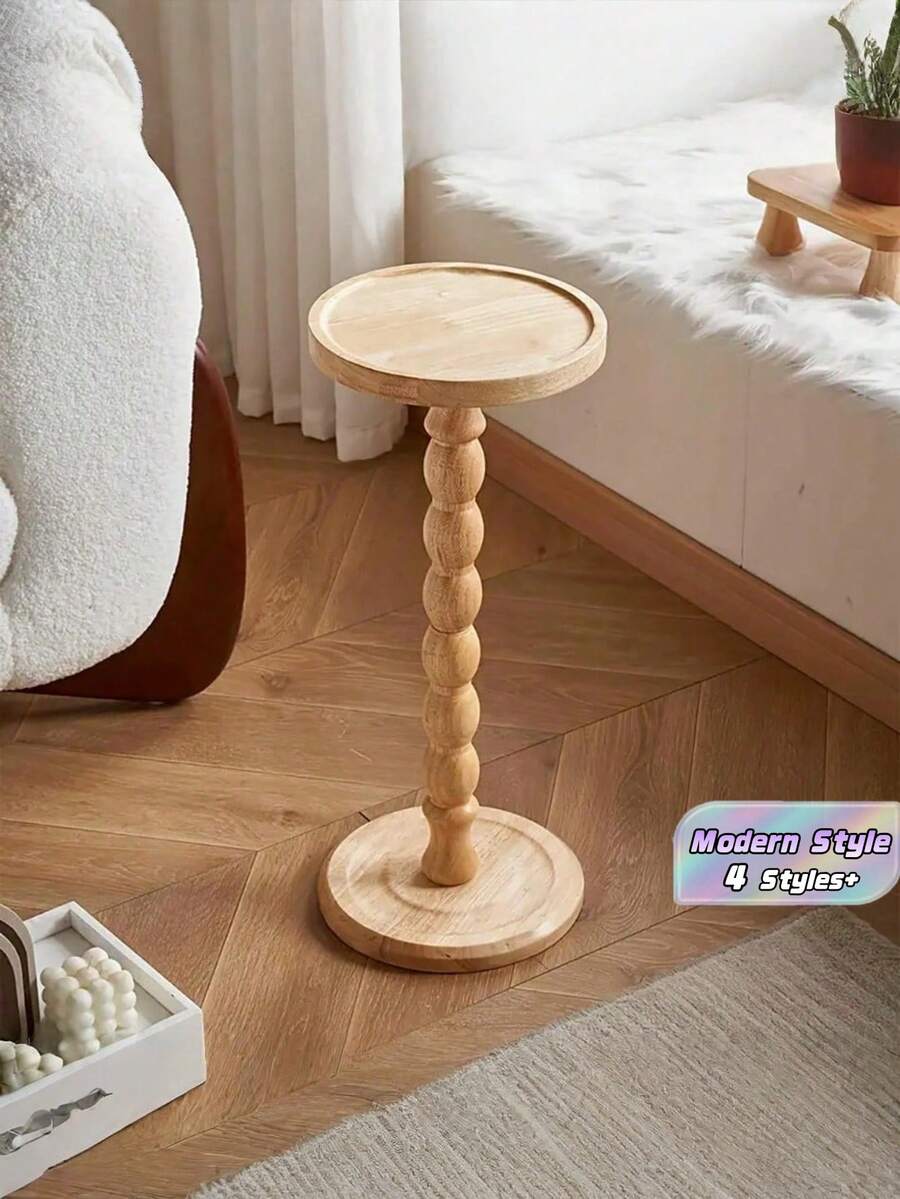 1件套现代圆形木质边桌，可作角几、茶几、小边桌，多功能底座，适用于客厅、沙发、卧室、花架等，家居装饰家具，适合放置于客厅、卧室、床边、花园等场所。