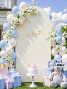 SHEIN 1 件 80*180 厘米纯色弹性拱门背景支架罩，米色/象牙色/浅粉色派对背景布，婚礼拱门罩，婚礼派对拱门布面板，背景装饰，适用于生日、迎婴派对、新娘送礼会、性别揭晓、花园户外仪式宴会装饰、节日礼物返校用品，可水洗，可重复使用（不包括拱门支架） - 彩色 - 查看 1