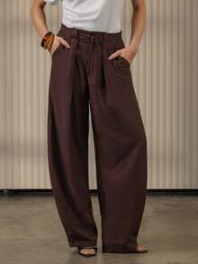 KÆRIA Hus Uvia Drawstring Trouser - Fluid - Chocolate - Function, Travel Friendly, Vacation, Airport Outfit, Summer, Festival, Travel, Vacation - Burgundy - View 2