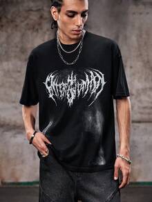 Skyrend Men's Black Crew Neck Short Sleeve Cotton T-Shirt, Tee, Top, Casual, Comfortable, Versatile, Daily Wear, Gift For Father/ Husband Graphic Tee Men Grunge - Black - View 7