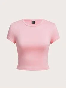 SHEIN EZwear 4件套休闲圆领短袖修身女式T恤，适合夏季穿着 - 彩色 - 查看 6