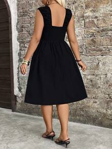 Breezaya Plus Size Floral Embroidery Sleeveless Casual Boho Vacation Dress Black Summer - Multicolor - View 2