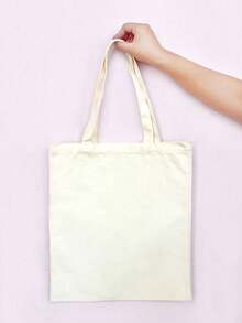Multi-Size(Mini/S/M/L) Large Capacity Beige Canvas Tote Bag, Multipurpose Storage Handbag For Books & Stationery. Reusable As Party, Wedding, Baby Shower & Exhibition Gift Bag, Fit For DIY Painting, Embroidery And Sublimation Printing. - Beige - View 11