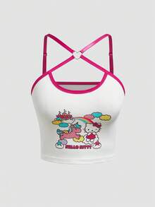 Chillnights HELLO KITTY AND FRIENDS | SHEIN 2pcs Set Lingerie Wanita Nyaman dengan Motif Bunga Warna-warni - MultiWarna - View 7