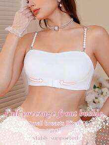 SHEIN 1pc Women Front Closure Wireless Tube Top Bra - White - View 4