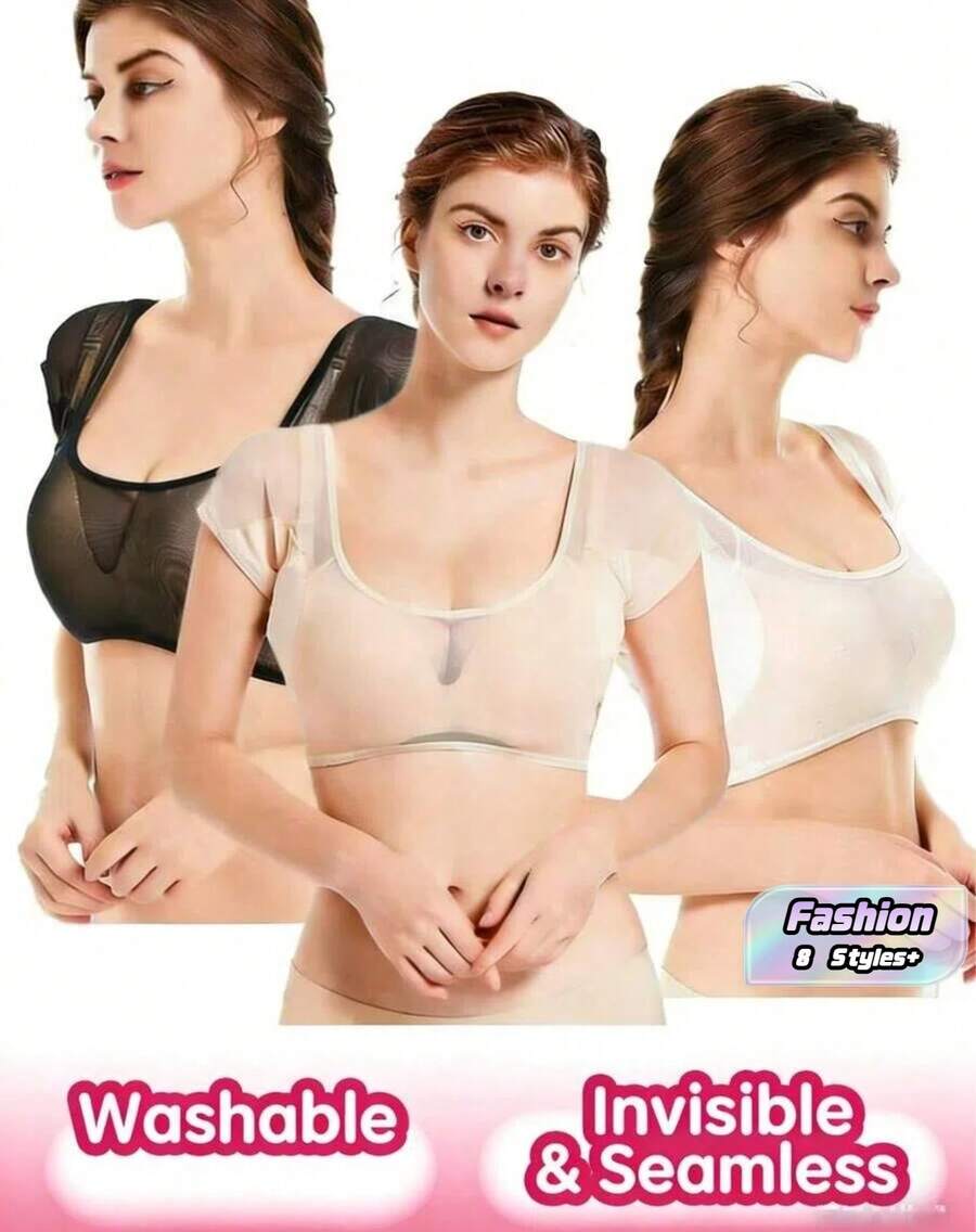 1件腋下吸汗背心，6种颜色可选，可水洗防汗背心，适合女性和女孩，黑色/白色衬衫垫，保护女性腋下，吸汗垫，透气服装