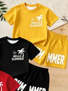 Bộ 2 món thời trang nam màu đỏ in họa tiết, áo tay ngắn và quần short sành điệu, thích hợp cho chụp ảnh, mặc hàng ngày, đi chơi, nghỉ lễ, làm quà tặng. - Đỏ - Xem 6