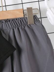 男童春夏两件套服装 - 印花黑色短袖T恤搭配工装裤，休闲百搭套装 - 黑色 - 查看 8