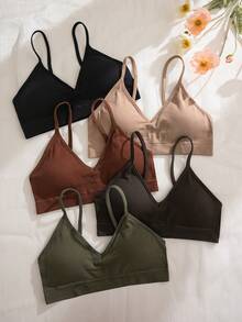 Bare Chapter 5pcs/Set Seamless Ribbed Wireless Casual Bras For Women - Multicolor - View 6