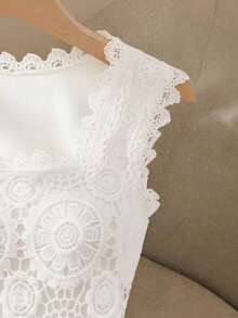 GlowEve CURVE Plus Size Women Lace Square Neck Elegant Camisole - White - View 5